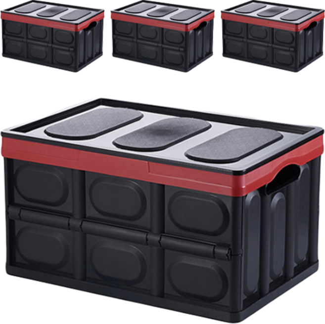 정리정돈 휴대용 공간활용 폴딩박스, 블랙, 4개