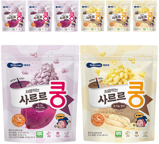 베베쿡 유아용 처음먹는 사르르쿵 현미 23g 4p + 자색고구마 23g 4p, 1세트