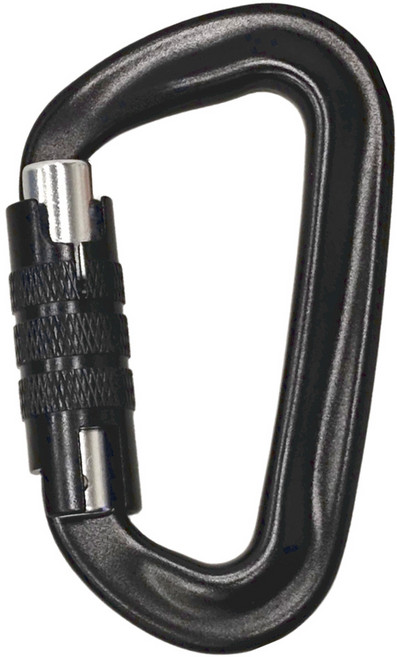 D型帶鎖登山扣 7075航空鋁, 1個, 黑色