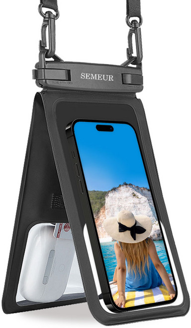 스메르 듀얼포켓 2in1 프리미엄 스마트폰 IPX8 방수팩, 블랙, 1개