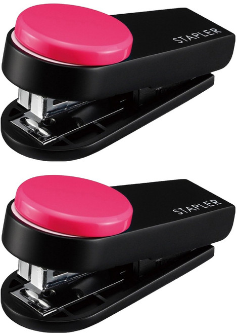 MAX 美克司 迷你手指訂書機 HD-10XS 方便攜帶, 粉紅色, 2個