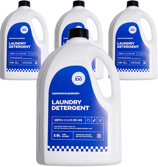 생활백서 세탁 세제 본품, 4개, 2.5L