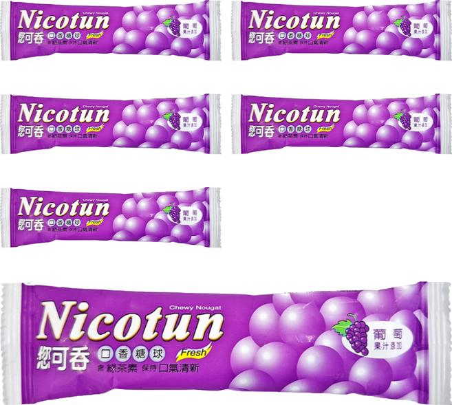 Nicotun 您可吞 葡萄軟Q糖 含綠茶素, 15g, 6包