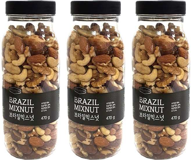 리치팜너트 브라질 믹스넛, 470g, 3개