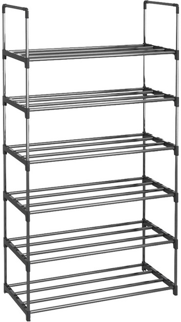 德利生活 不鏽鋼鞋架 7層, 黑色, 1個