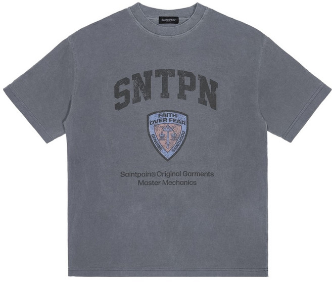 saintpain Cop 顏料染短袖T恤, 藍色