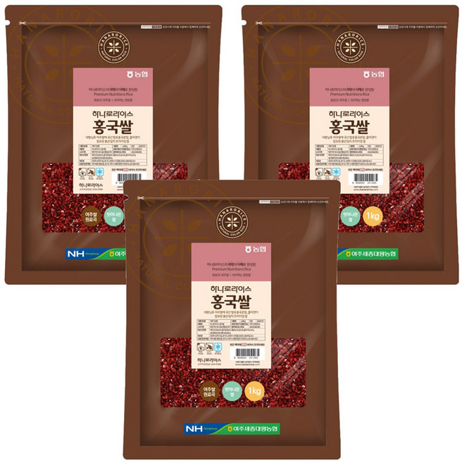 농협 하나로라이스 홍국쌀, 1kg, 3개