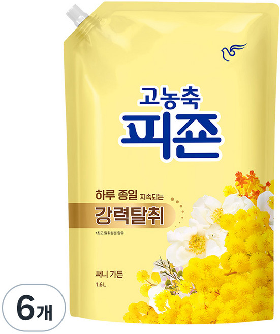 고농축 피죤 강력탈취 오리지널 써니가든 섬유유연제 리필, 1.6L, 6개