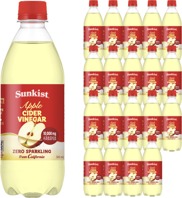 썬키스트 애사비 제로 탄산음료, 500ml, 20개