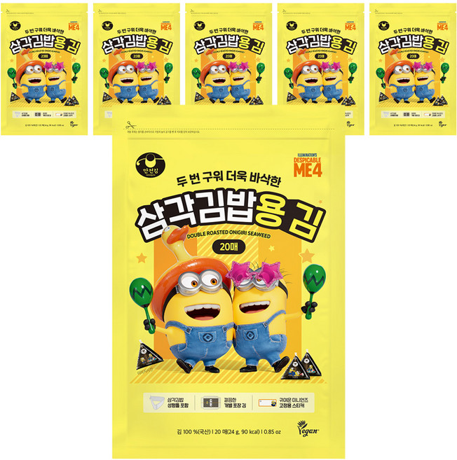 만전김 두번 구워 더욱 바삭한 삼각김밥용 김, 24g, 6개