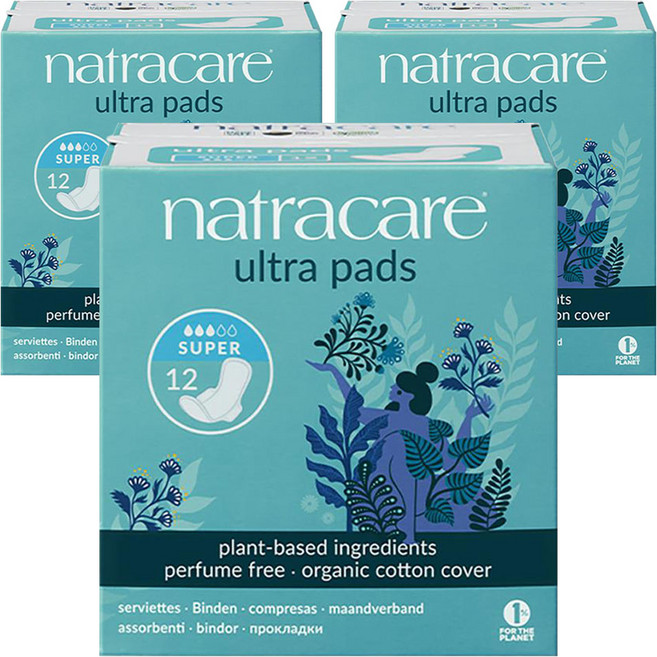 나트라케어 울트라 패드 생리대 날개형 롱, 중형, 12개입, 3개