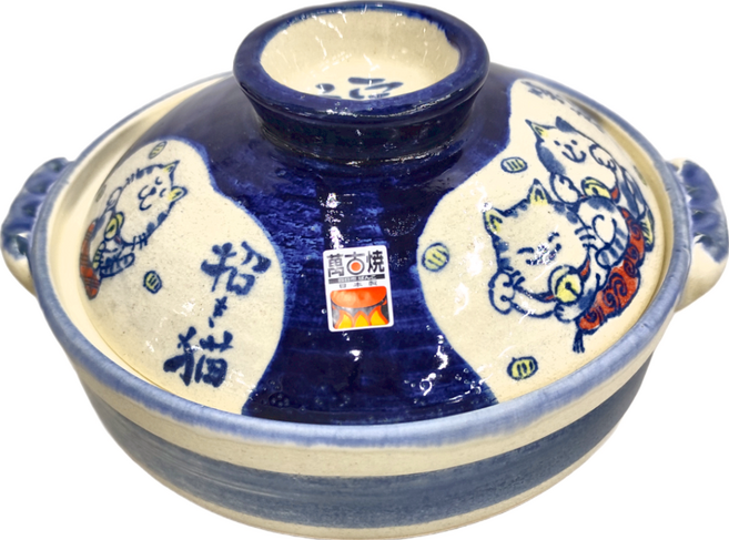 SAJI 佐治陶器 8號深型砂鍋 招福貓, 30cm, 1個