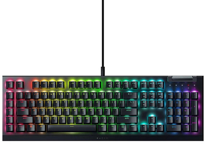 RAZER 雷蛇 BlackWidow 機械遊戲有線鍵盤, V4X, 黑色, 綠軸