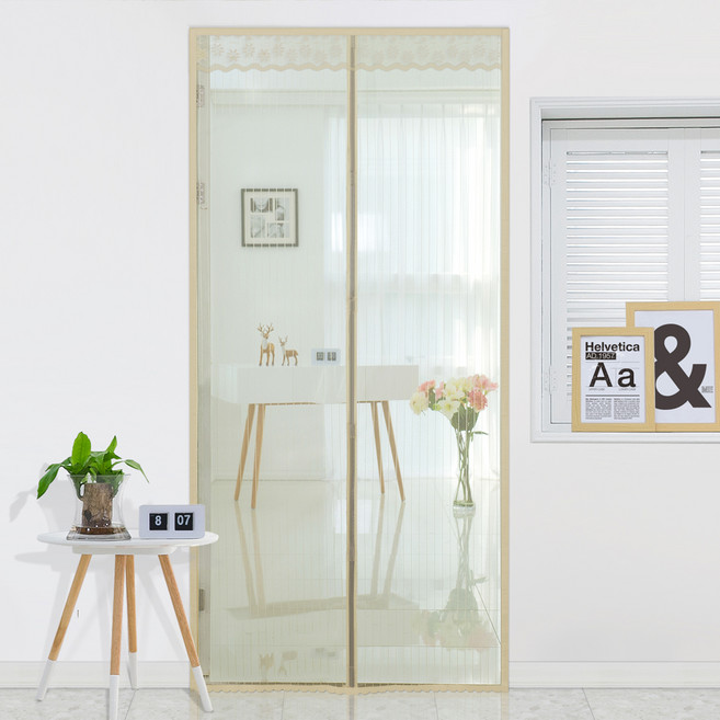 다샵 일체형 자석 방문 현관 모기장, 베이지