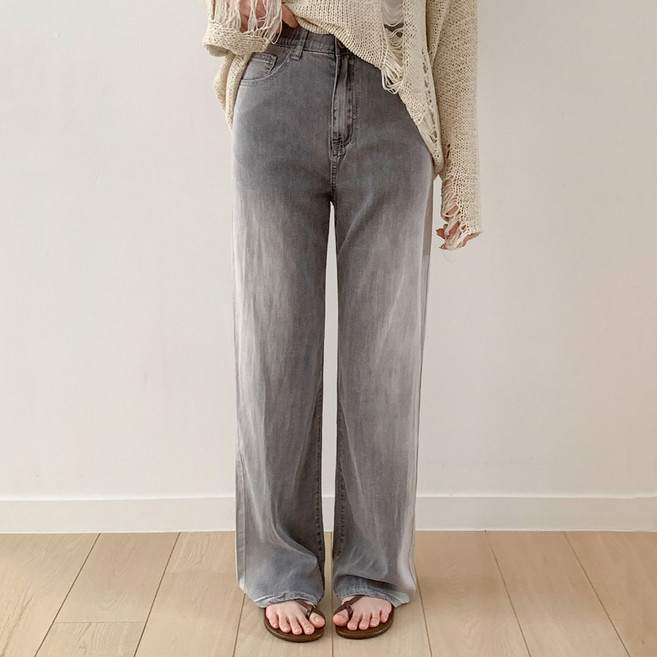 플랜데이 여성용 프리미엄 쿨 텐셀 히든밴딩 워싱 데님 팬츠 롱