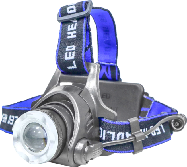 LED 安全帽頭燈 可伸縮變焦 90度可調角度 三段光源, 1組, Black