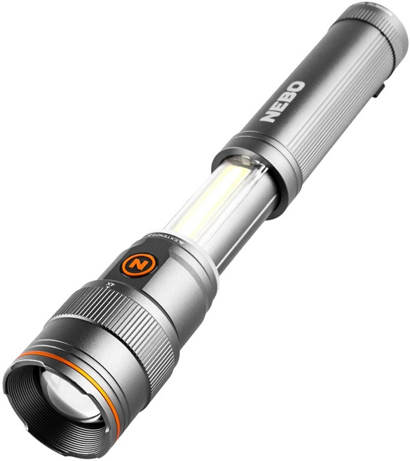 NEBO 富蘭克林 滑行兩用手電筒 附充電線 198.1 x 45.7 x 45.7mm 230g, 銀色, 1個