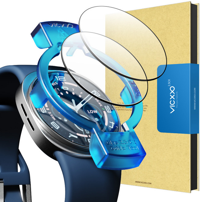 빅쏘 9H 고경도 부착가이드 갤럭시워치 풀커버 강화유리 액정보호필름 2매, 투명, 1세트