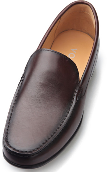 VONIN 남성용 소가죽 스트레이트 플레인 플랙스 소프트레더 드라이빙 로퍼화 TS159DBR