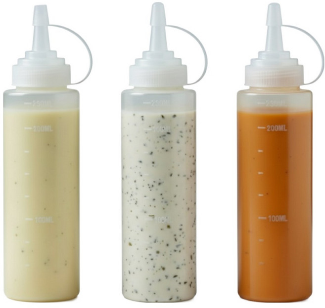 데일로우 말랑 뾰족캡 소분 소스통 화이트, 3개, 230ml