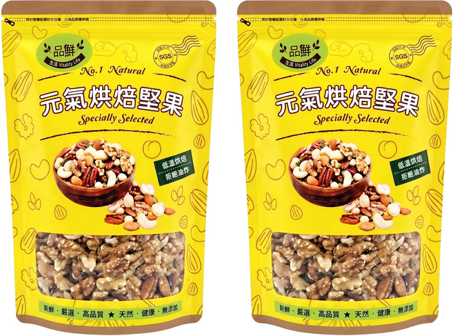 品鮮生活 綜合堅果 澎派七珍寶食饌 活力補充包, 2包, 500g