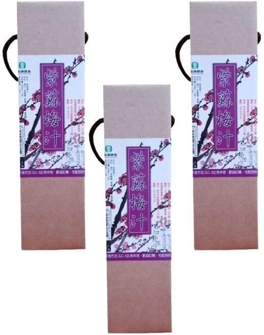 埔里鎮農會 紫蘇梅汁, 600ml, 3瓶