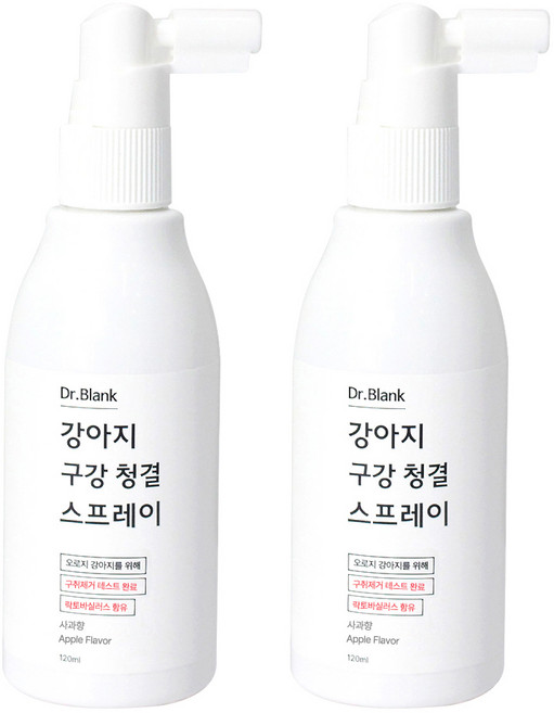 닥터블랭크 강아지 구강 청결 스프레이 사과향, 120ml, 2개