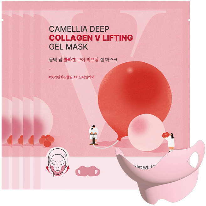 라운드랩 동백 딥 콜라겐 브이 리프팅 겔 마스크 10g, 4개, 1개입