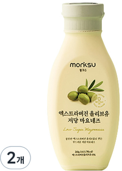 몽크슈 엑스트라버진 올리브유 저당 마요네즈, 260g, 2개
