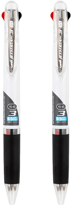 제트스트림 3색 볼펜 0.5mm SXE3-404-05, 화이트, 2개