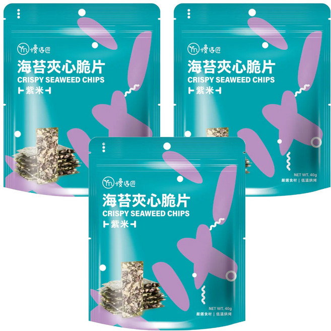 mysa 慢活匠 海苔夾心脆片 紫米, 40g, 3包