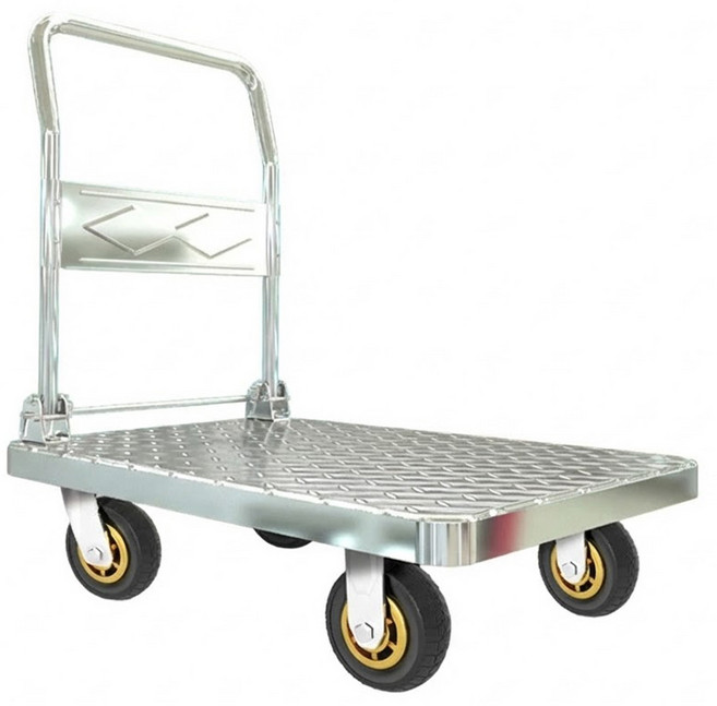 德利生活 手推車 72*48cm 4吋靜音灰輪 載重250公斤, 鋼板款 銀色, 1個