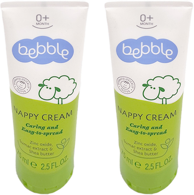 Bebble 貝朵 親膚屁屁膏 75ml 氧化鋅搭配親膚性高的蓖麻籽油與大豆油 不含酒精和人工色素, 2條