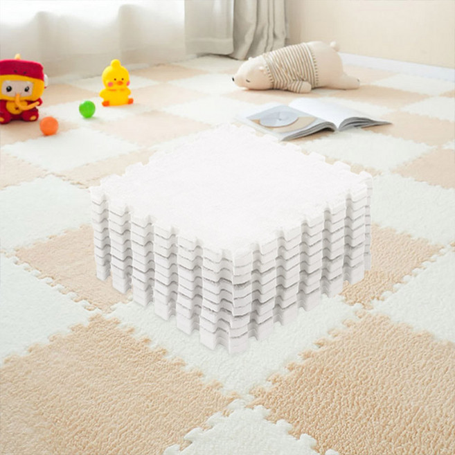 마켓플랜 스웨이드 러그 카페트 매트, 크림, 10개