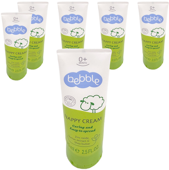 Bebble 貝朵 親膚屁屁膏 75ml 氧化鋅搭配親膚性高的蓖麻籽油與大豆油 不含酒精和人工色素, 6條