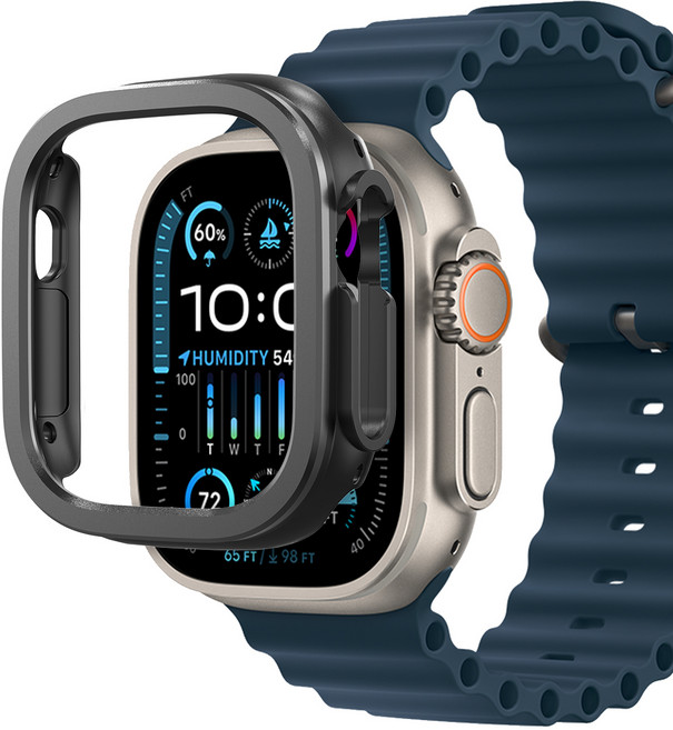 아라리 풀커버 메탈 범퍼 일체형 러기드 스마트워치 케이스, 건메탈, 1개