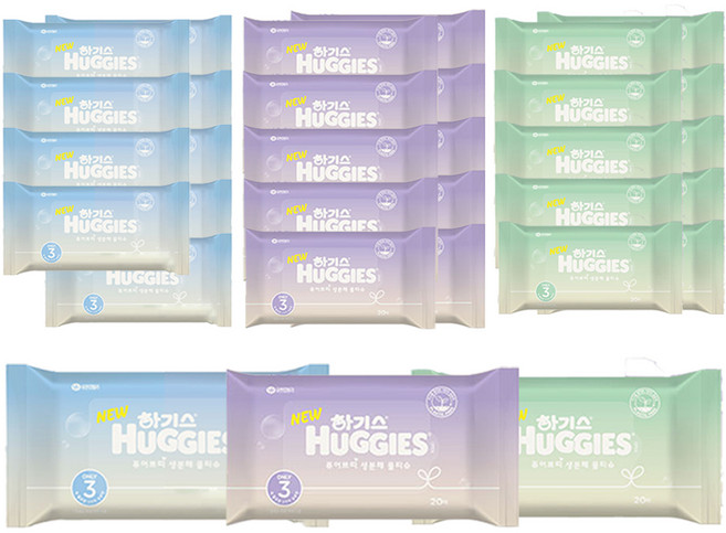 하기스 퓨어쁘띠 생분해 아기물티슈 휴대용, 20매, 32개