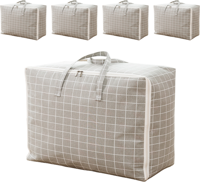 하늬통상 패브릭 이불정리함, 그레이체크, 5개