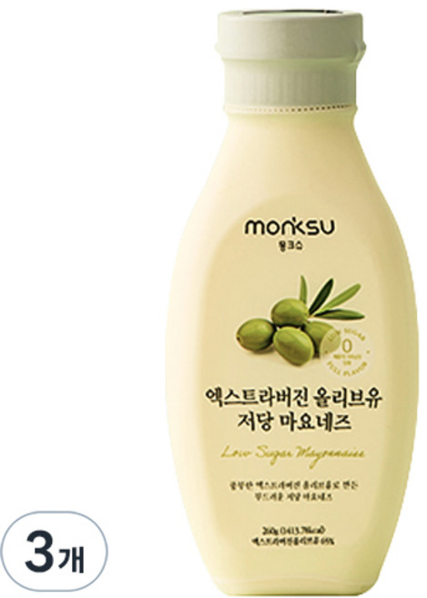 몽크슈 엑스트라버진 올리브유 저당 마요네즈, 260g, 3개