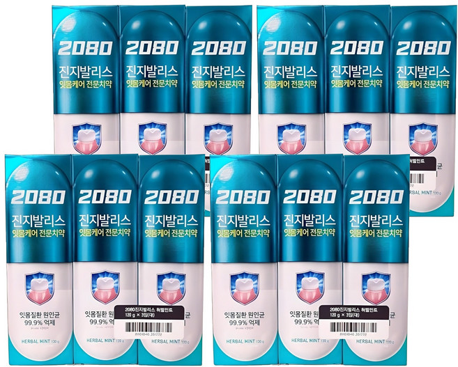 2080 진지발리스 허벌민트향 치약, 120g, 1개입, 12개