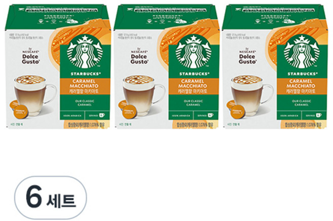 NESCAFE 雀巢咖啡 Dolce Gusto 多趣酷思 STARBUCKS 星巴克焦糖瑪奇朵咖啡膠囊 6顆+牛奶膠囊 6顆, 127.8g, 1盒, 6盒