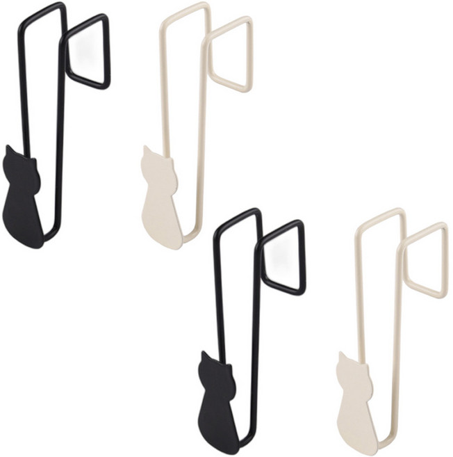 귀여운 도어훅 펀칭 홀드 후크 2종 x 2p 세트, 화이트, 블랙, 1세트