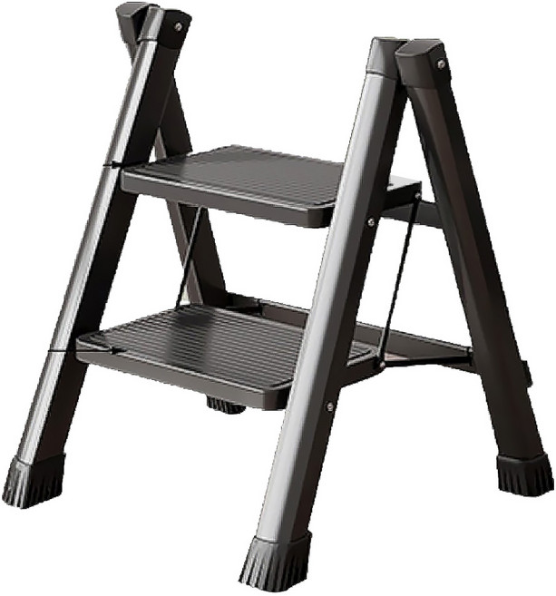 WE CHAMP 碳鋼二階折疊梯 WTB-780 黑色, 1個
