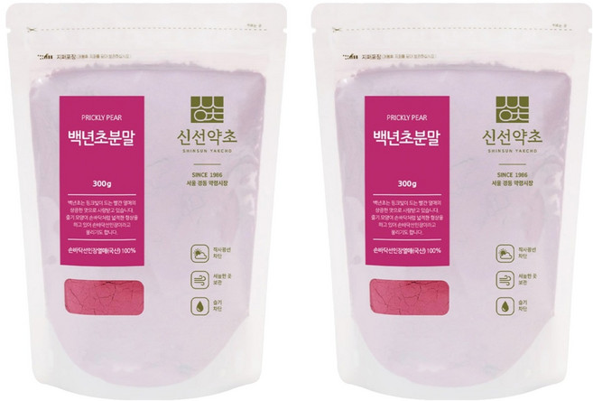 신선약초 백년초 분말, 2개, 300g