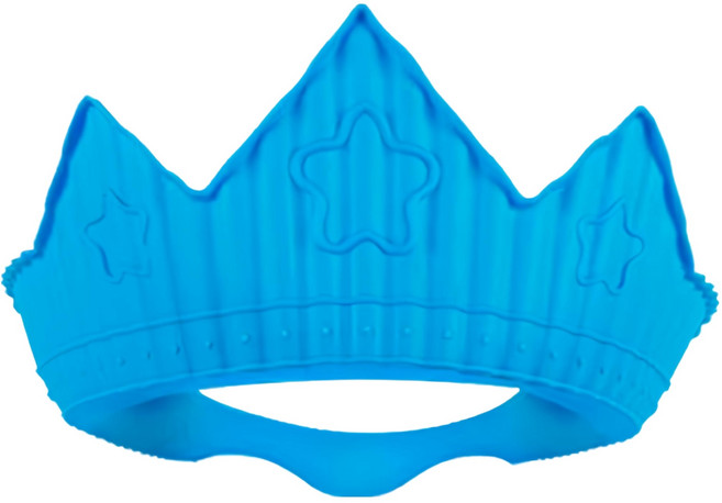 sillymann 100%鉑金矽膠皇冠幼兒洗髮帽 加厚設計 有效防止漏水 帽簷設計 防水 適用於9個月以上 頭圍36cm以上, 藍色, 1個