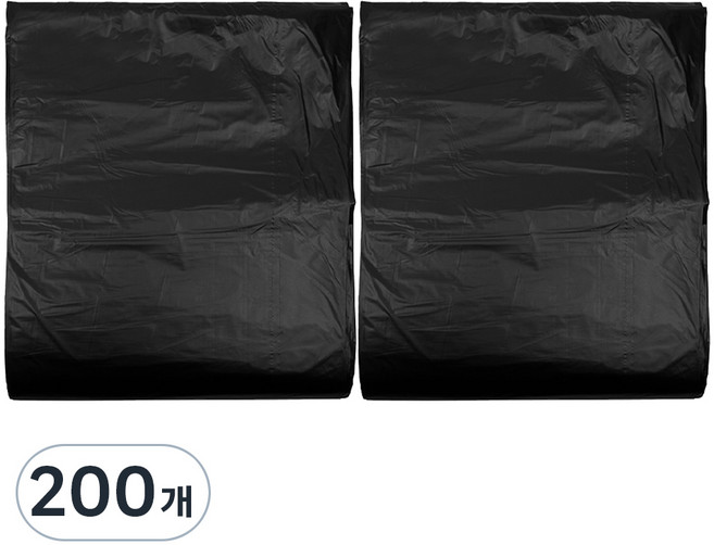 월드크린 분리수거 배접 비닐봉투 검정, 60L, 200개