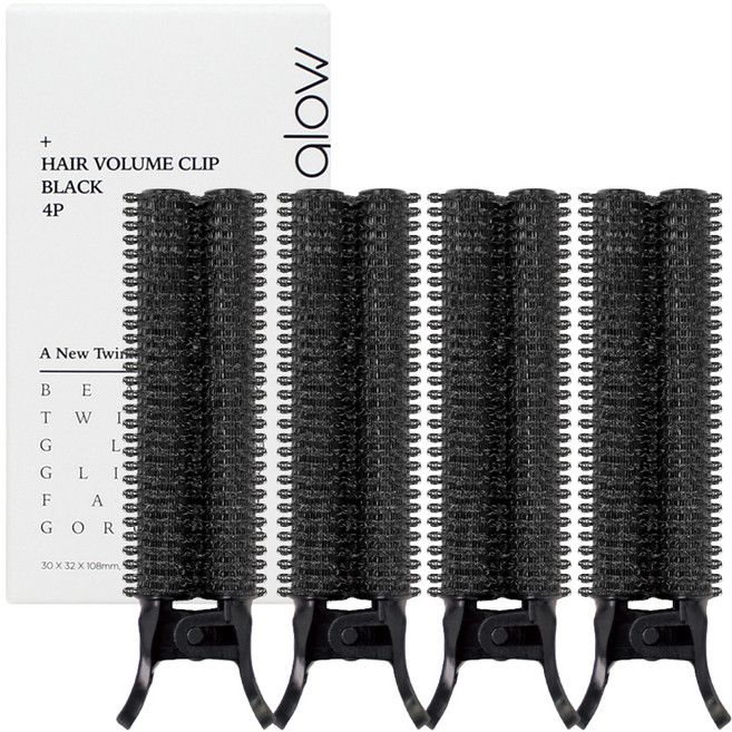 글로스앤글로우 뿌리볼륨업 헤어롤 집게, 블랙, 4개
