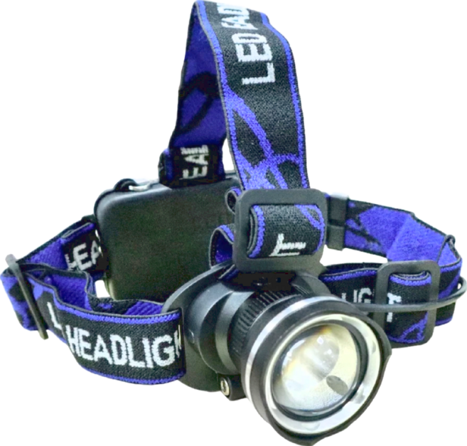 LED強光頭燈 魚眼廣角款 可換電池 不含電池/充電器/帽勾 燈座6 x 4.5cm 燈頭直徑4cm, A款 黑色 + 藍色, 1個