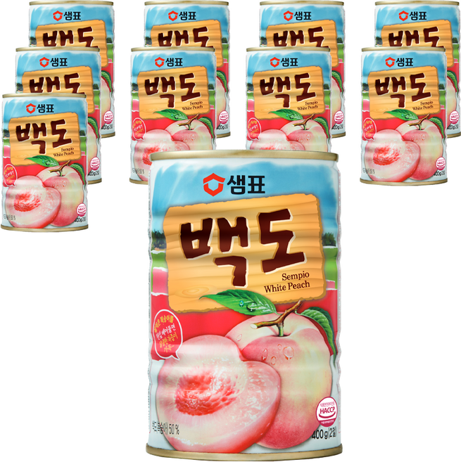 샘표 백도 통조림, 400g, 10개