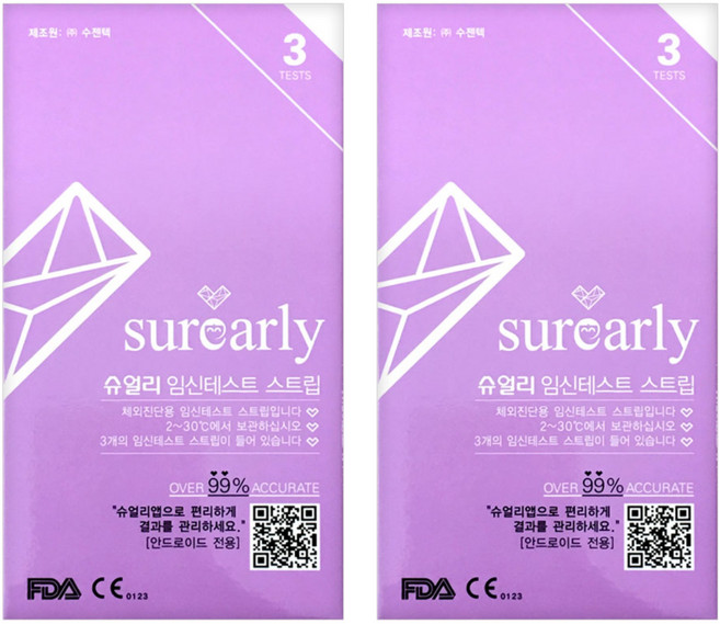 슈얼리 임신테스트 스트립, 3개입, 2개